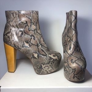 Brown ID by Jeffrey Campbell snake skin platform